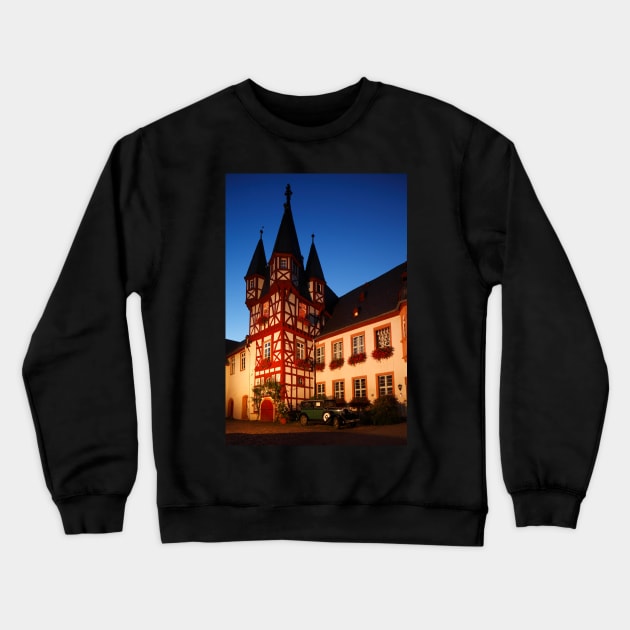 Brömserhof, Rüdesheim, Rhine, Rheingau, Hesse, Germany, evening Crewneck Sweatshirt by Kruegerfoto